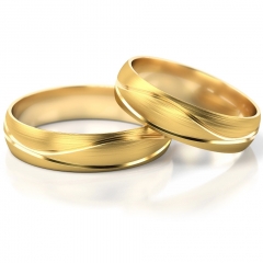Złote obrączki ślubne ze wzorem próby 585
